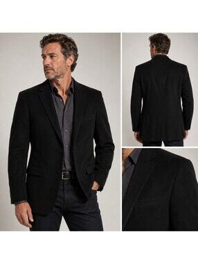 Chaps Black Faux Suede Leather Blazer Sport Coat Men’s 42R Goth Preppy Steampunk